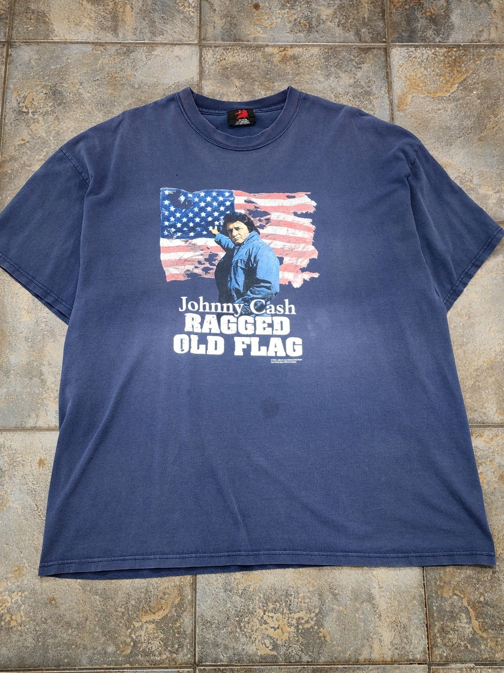 Vintage Y2K Johnny Cash Men's 2XL Rugged Old Flag  Zion Rootswear T Shirt